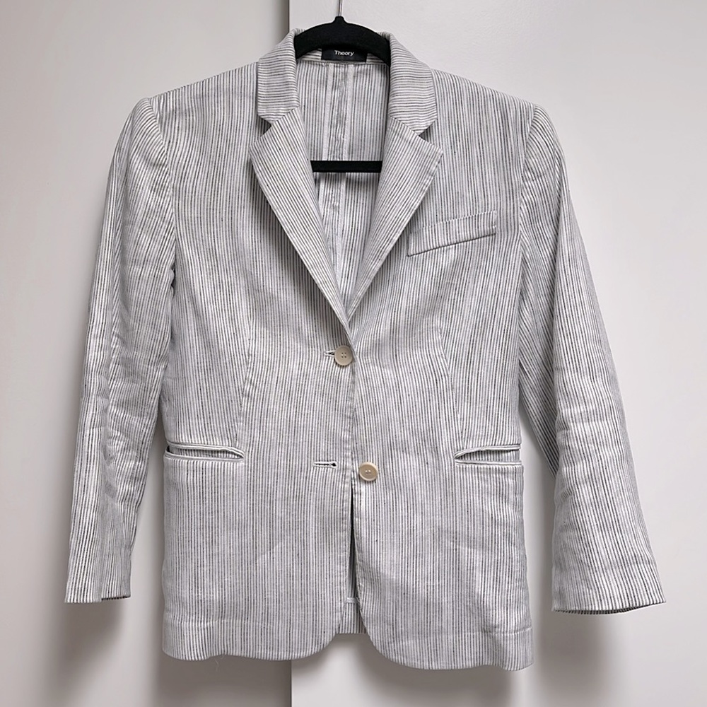 Theory 2-button linen blend blazer